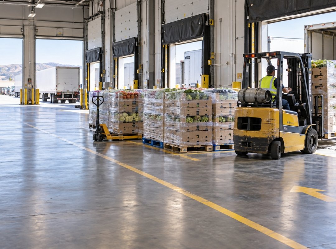 Produce freight moving directly from receiving to outbound transportation